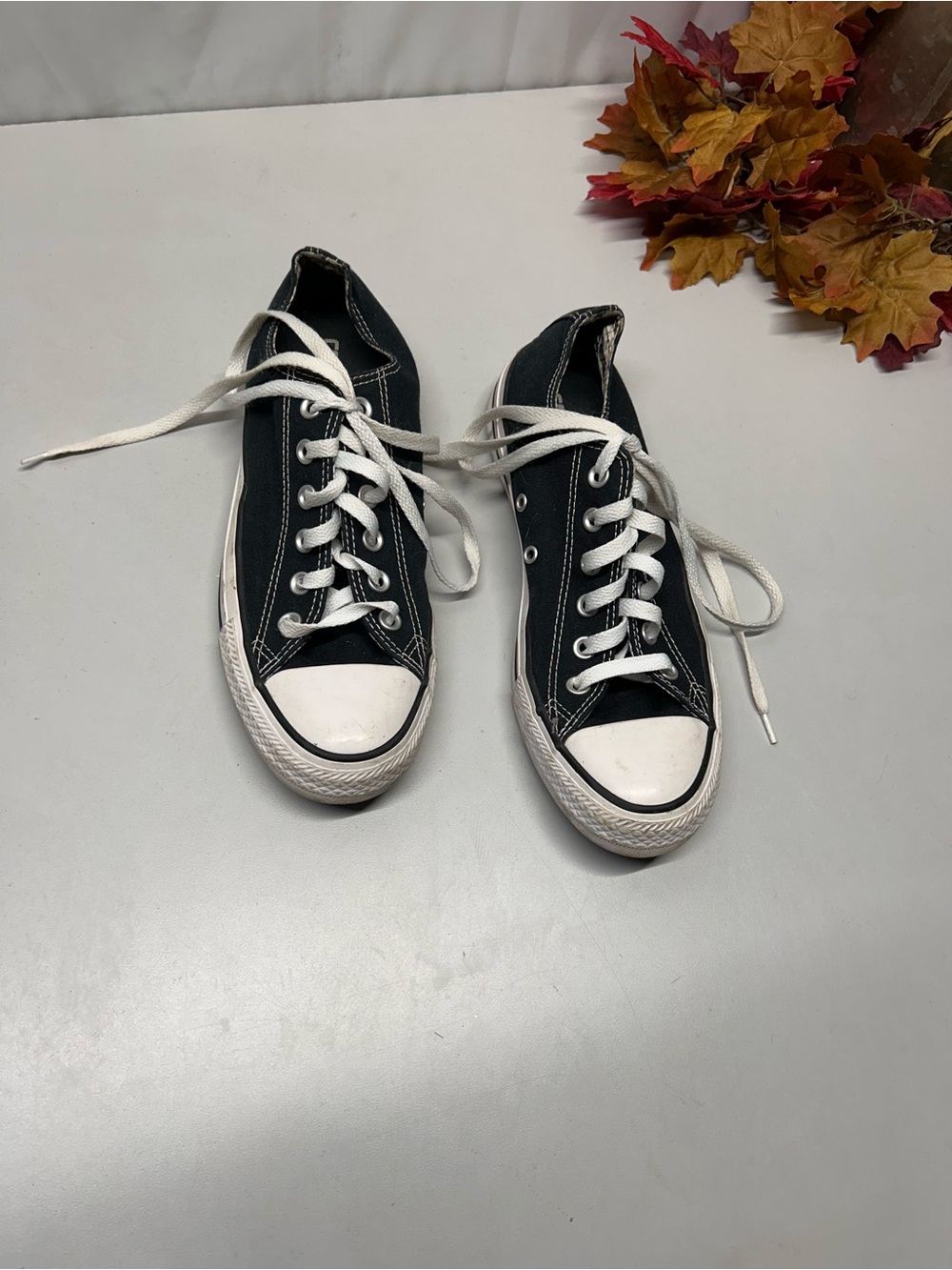 Converse Black Canvas Low-Top Sneakers with White Trim